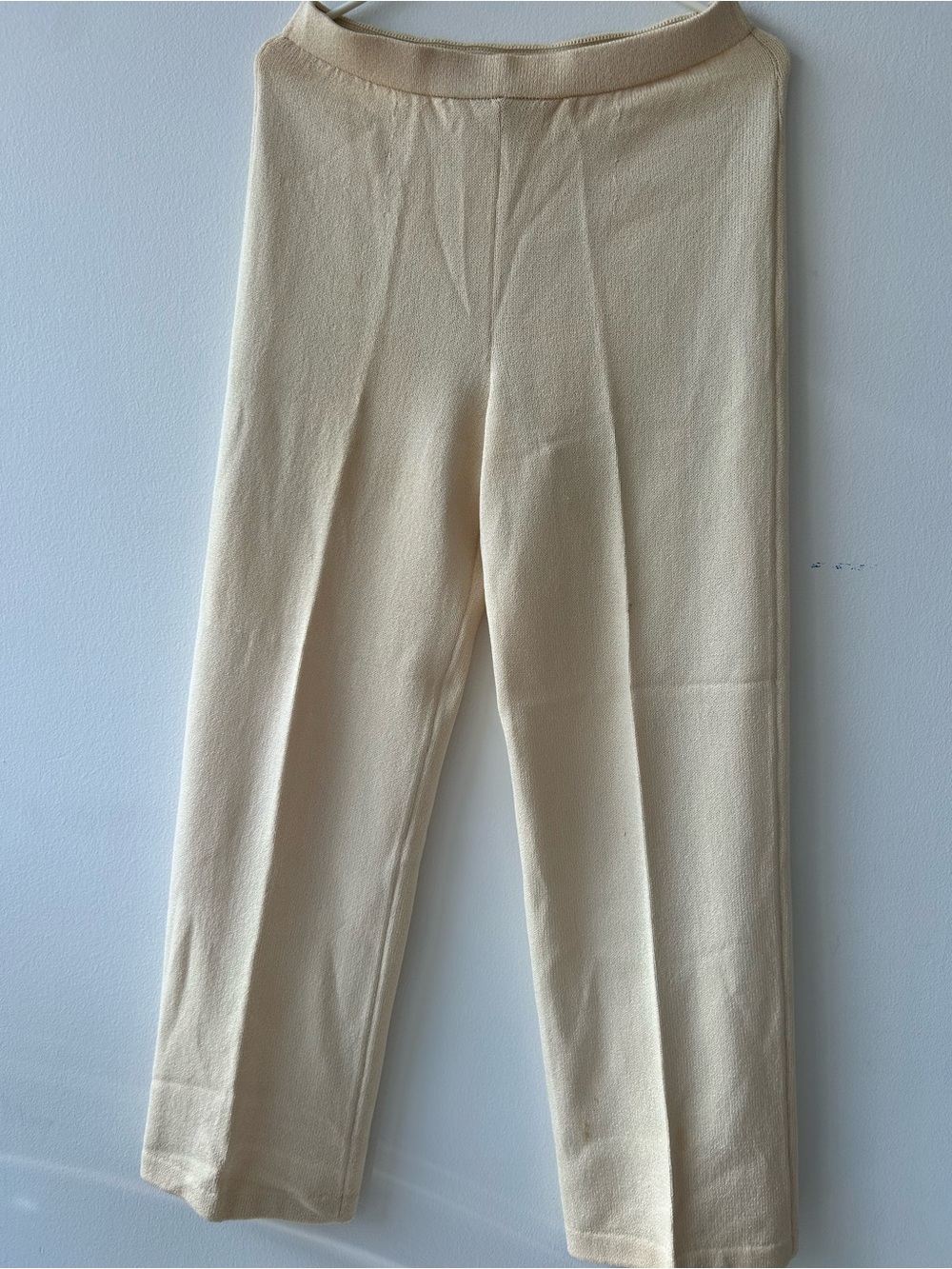 St. John Cream Knit Straight-Leg Pants - Picture 3 of 5